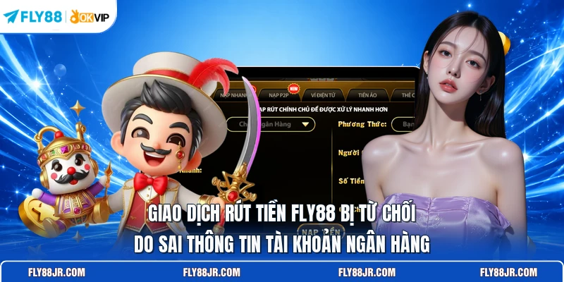  Giao dịch rút tiền FLY88 bị từ chối do sai thông tin tài khoản ngân hàng